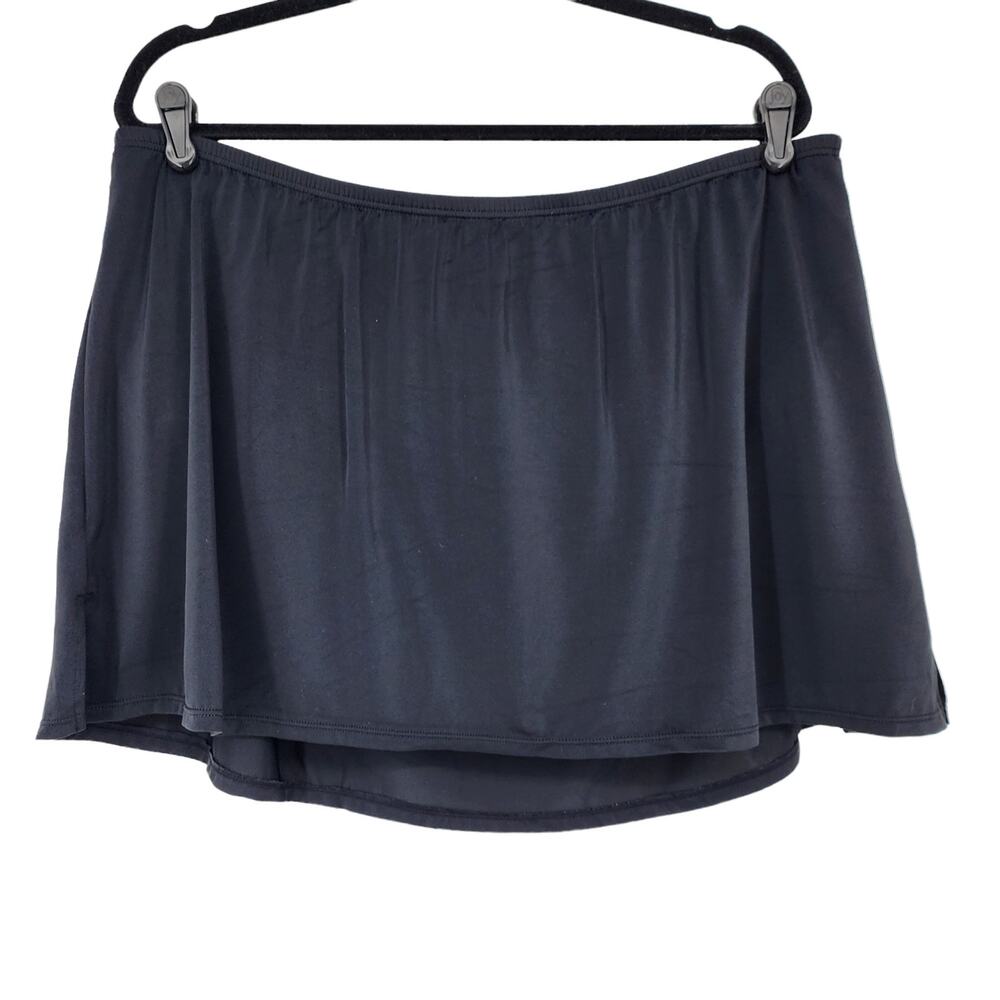 Swim By Cacique Black Pull on Swim Beach Pool Bottoms Skort Skirt Size 22